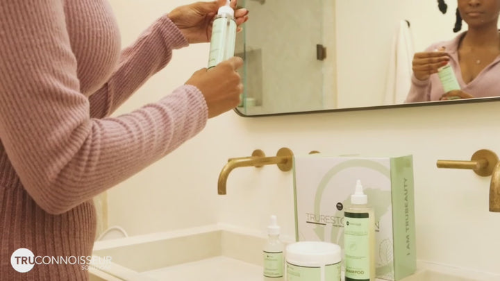 Hair restoration serum bottle with precision applicator tip